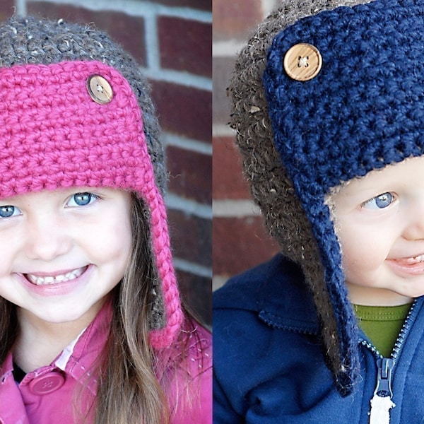 The Bomber Hat Crochet Pattern *Instant Download* (Permission to sell all finished products)