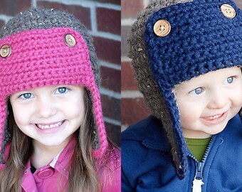 The Bomber Hat Crochet Pattern *Instant Download* (Permission to sell all finished products)