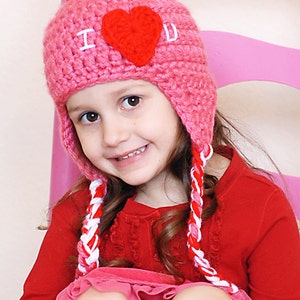 Love Earflap Hat Crochet Pattern Instant DownloadPermission to sell all finished products image 1