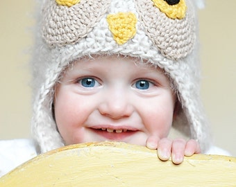 Owl Earflap Hat Crochet Pattern *Instant Download* (Permission to sell all finished products)