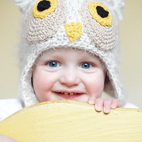 Owl Earflap Hat Crochet Pattern *Instant Download*(Permission to sell all finished products)