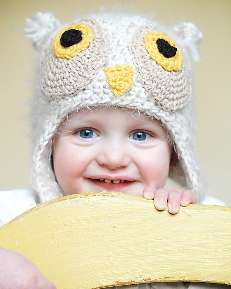 Owl Earflap Hat Crochet Pattern Instant DownloadPermission to sell all finished products image 1