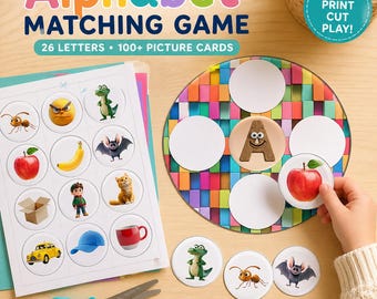 Alphabet Matching Activity | Beginning Sounds Printable | Letter Recognition Game | Preschool Learning Activity