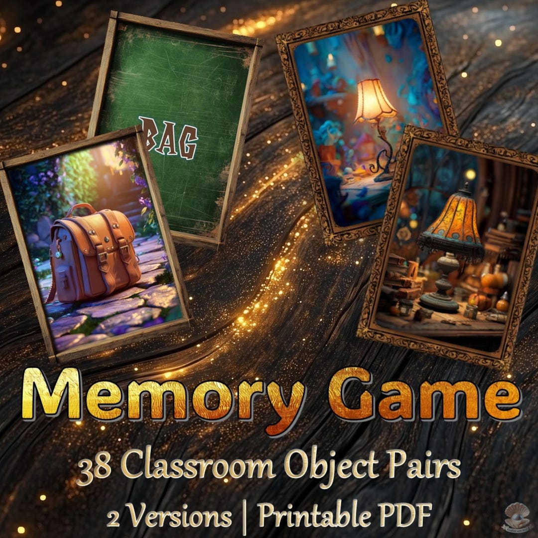 Classroom Objects Memory Game: 2 Sets, 38 Matching Card Pairs (PDF ...