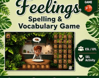 感情に関するパワーポイントゲーム｜インタラクティブなスペル＆語彙推測アクティビティ