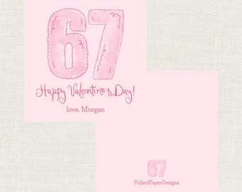 Etiqueta rosa para San Valentín, recuerdo de fiesta de clase, 67, Six Seven Valentine, acuarela, digital, imprimible