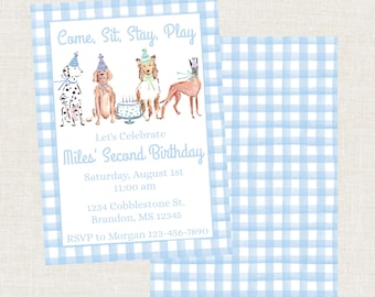 Boys Let’s Pawty Birthday Invitation, Party Dogs, Puppy Dog Party, Come Sit Stay & Play Birthday Invitation, Digital Invitation