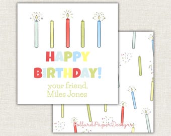 Watercolor Birthday Gift Tag Boy, Happy Birthday, Bright Birthday Tag, Digital, Printable