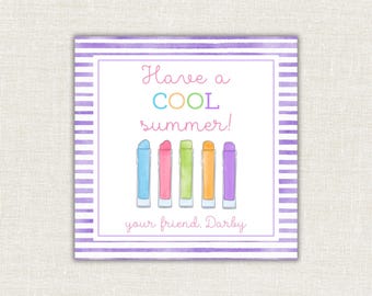 Etiqueta de verano con diseño de paleta helada, vacaciones de verano, recuerdo para fiesta de clase, acuarela, digital