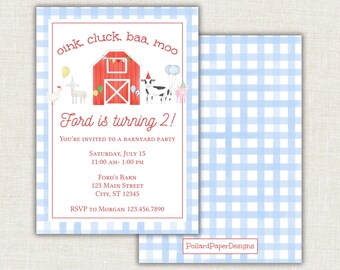 Invitación de cumpleaños con animales de granja en acuarela, Oink cloc baa moo, Fiesta en la granja, Zoológico interactivo, Digital, Imprimible