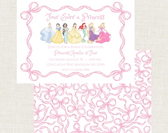 Watercolor Four Ever a Princess Birthday, Princess Birthday Invitation, Princess Party, Digital Princess Invitation, Four, Fourth Birthday