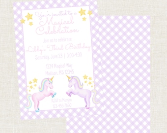 Invitación de cumpleaños de unicornio en acuarela, invitación digital de unicornio, cumpleaños de unicornio para niñas