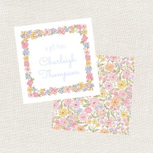 Family Gift Tag, Calling Card, Personalized Enclosure Card, Watercolor Girls Floral Gift Tag