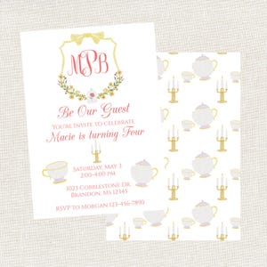 Watercolor Belle Birthday Invitation, Be Our Guest Invitation, Princess Birthday, Beauty and The Beast Birthday