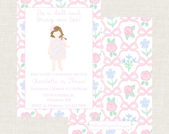 Babydoll Brunch Birthday Party Invitation, Be a Doll, Babydoll Birthday, Digital, Floral, Watercolor, Pink