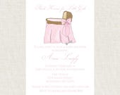 Watercolor Classic Baby Girl Shower Invitation, Grandmillenial, Thank Heaven for Little Girls, Pink Baby Girl Shower