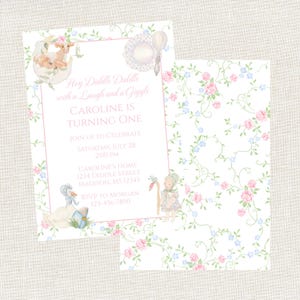 Hey Diddle Diddle with a Laugh and a Giggle Birthday Invitation, Nursery Rhyme Birthday, Mother Goose, Story time