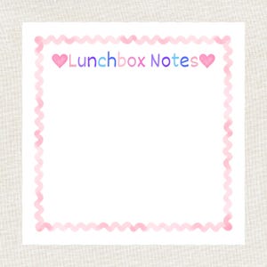 Lunchbox Notes Notepad, Back to School Notepad, Notes for Lunchbox, Lunhcbox Love Notes