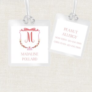 Girl Bag Tag, Kids Bag Tag, School Bag Tag, Travel Bag Tag