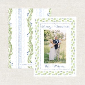 Watercolor Christmas Card, Grandmillennial Christmas Card, Digital, Classic Christmas Card, Traditional Christmas Card