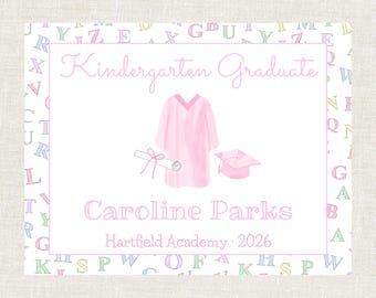 Letrero de graduación de preescolar, letrero de graduación de jardín de infantes, graduación, rosa, digital