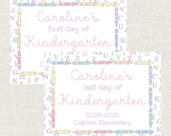 First Day of School Sign Printable, Last Day of School Sign, Watercolor School Sign, Back to School Sign Digital