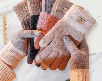 Winter Gloves Soft Warm Fleece Lined Knitted