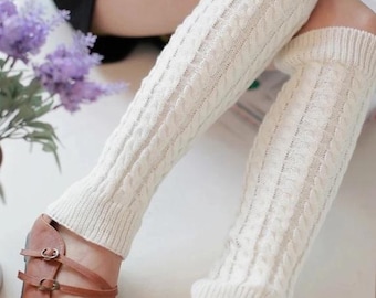 Soft Leg Warmers | Women Ladies Winter Warm Knit Knitted Crochet Long Socks Leggings