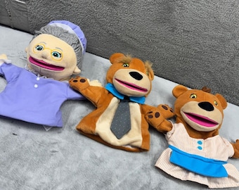 Lakeshore Learning Hand Puppets Set 3 Goldilocks Bears Grandma Plush Good Size