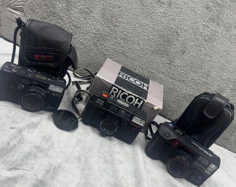 Ricoh Olympus 35 mm-filmcamera's RZ-3000 AF-5 AZ-100 zwart Uitstekende opnamepunten