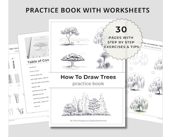 How To Draw Trees || Printable Drawing Workbook, Beginner to Intermediate, PDF Instant Download