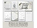 30-Day Landscape Sketching Practice Bundle | Printable PDF Workbook & Cards, Beginner to Intermediate, Instant Download