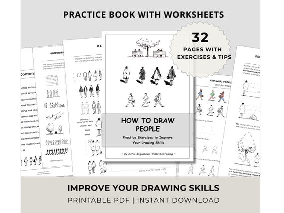 How to Draw People | Figure Sketching Practice Book, Printable PDF Workbook, Beginner to Intermediate, Drawing Exercises