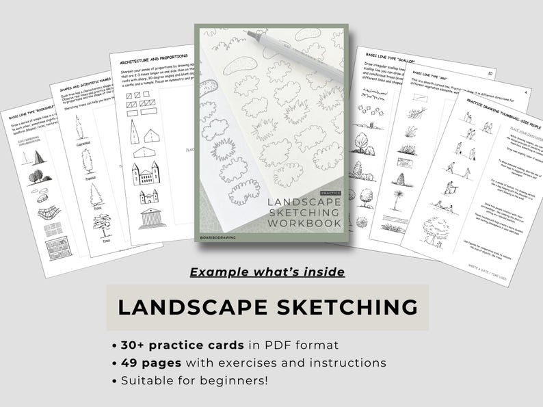 30-Day Sketching Practice Bundle, Printable Practice Books and Cards, Beginner Drawing Exercises image 5