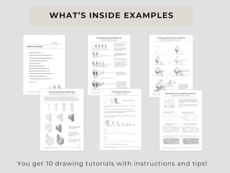 Urban & Landscape Sketching Practice Book, Printable PDF Workbook, Beginner to Intermediate, Drawing Exercises image 3