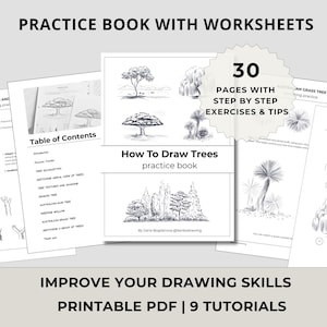 How To Draw Trees || Printable Drawing Workbook, Beginner to Intermediate, PDF Instant Download