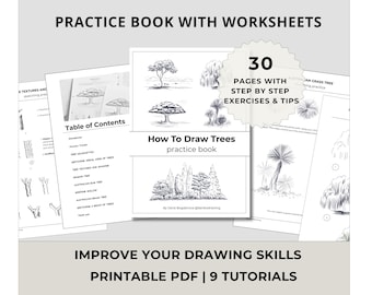 How To Draw Trees || Printable Drawing Workbook, Beginner to Intermediate, PDF Instant Download