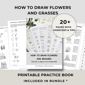 How to Draw Flowers and Grasses Drawing Practice Book (PDF Download)