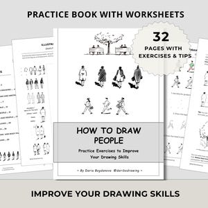 Cómo dibujar personas / Libro de práctica de dibujo de figuras, libro de ejercicios imprimible en PDF, de principiante a intermedio, ejercicios de dibujo