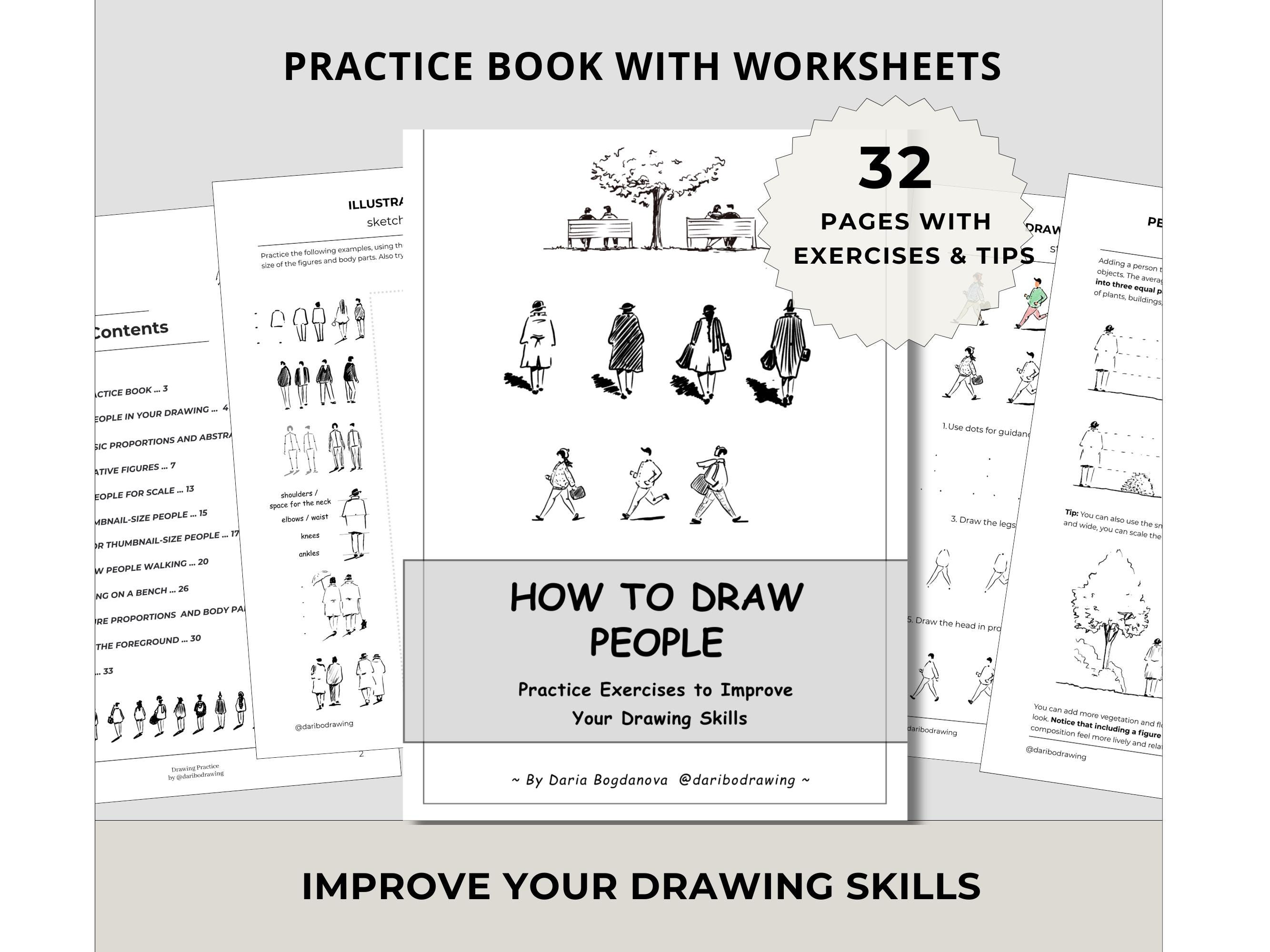 How to Draw People | Figure Sketching Practice Book, Printable PDF Workbook, Beginner to Intermediate, Drawing Exercises