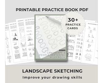 Printable Landscape and People Sketching Book | Beginner Drawing Practice PDF