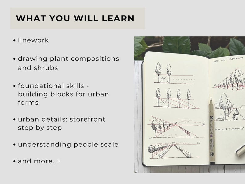 Urban & Landscape Sketching Practice Book, Printable PDF Workbook, Beginner to Intermediate, Drawing Exercises image 2