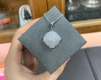 1カラット天然ダイヤモンドペンダントネックレス 18Kホワイトゴールド