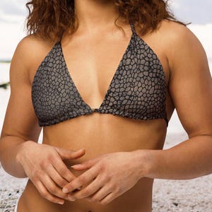 Animal Print Bikini Top Brown~Alligator String Bikini Top~Bra~Hippie Swimwear~Goa Psy Trance Swimsuit~Boho Bikini~Yoga Clothes~Plus Size Top