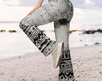 Leggings évasés tribaux ~ Leggings évasés tie-dye ~ Pantalon de yoga évasé ~ Legging transe Goa Psy ~ Legging évasé hippie ~ Legging bohème ~ Vêtements alternatifs