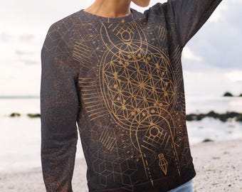 Flower of Life Sacred Geometric Womans Sweatshirt~UNISEX~Boho Top~Hippie Pullover~Goa Psy Trance Sweater~Yoga Sweatershirt~Alternative Shirt