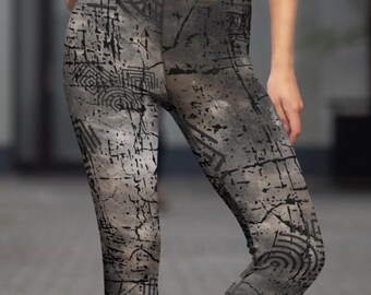 Abstract Yoga Leggings~Geometric Printed Legging~Tie Dye Pants~Goa Leggings~Hippie Leggings~Boho Leggings~Psy Trance Clothing~Tribal Legging