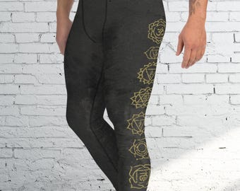 7 Chakras Yoga Leggings for Men | Spiritual Energy Activewear & Festival Movement