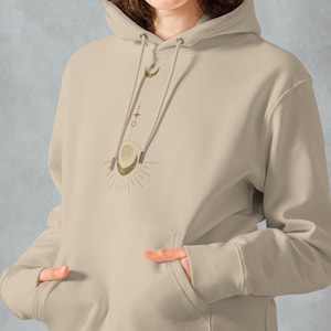 Woman Printed Hoodie Sand~UNISEX~Moon printed Hoodie~Organic Cotton Hoodie~Boho Pullover~Goa Psy Trance Hoodie~Hippie,Alternative Clothes
