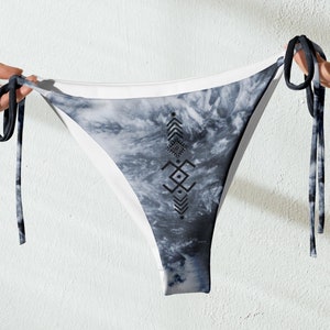 Tie Dye Bikini BOTTOM~All-Over Print Recycled String Bikini Bottom~Blue~Swimsuit~Hippie Panti~Goa Psy Trance Bikini~Boho Bikini~Yoga Clothes